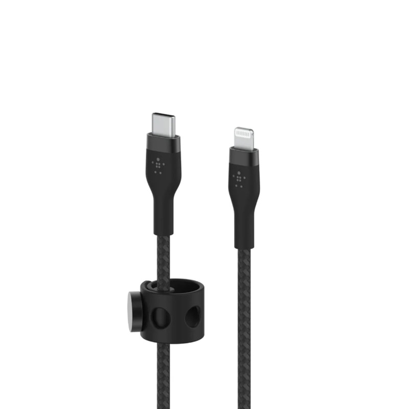 Belkin BoostCharge Pro Flex 15W Braided Lightning To USB-C Cable 3m - Black - كابل شحن